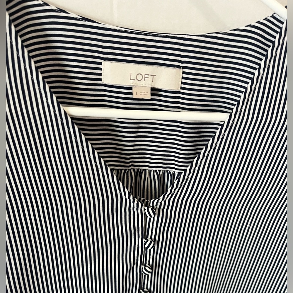 LOFT Monochrome Striped Blouse - Picture 2 of 5